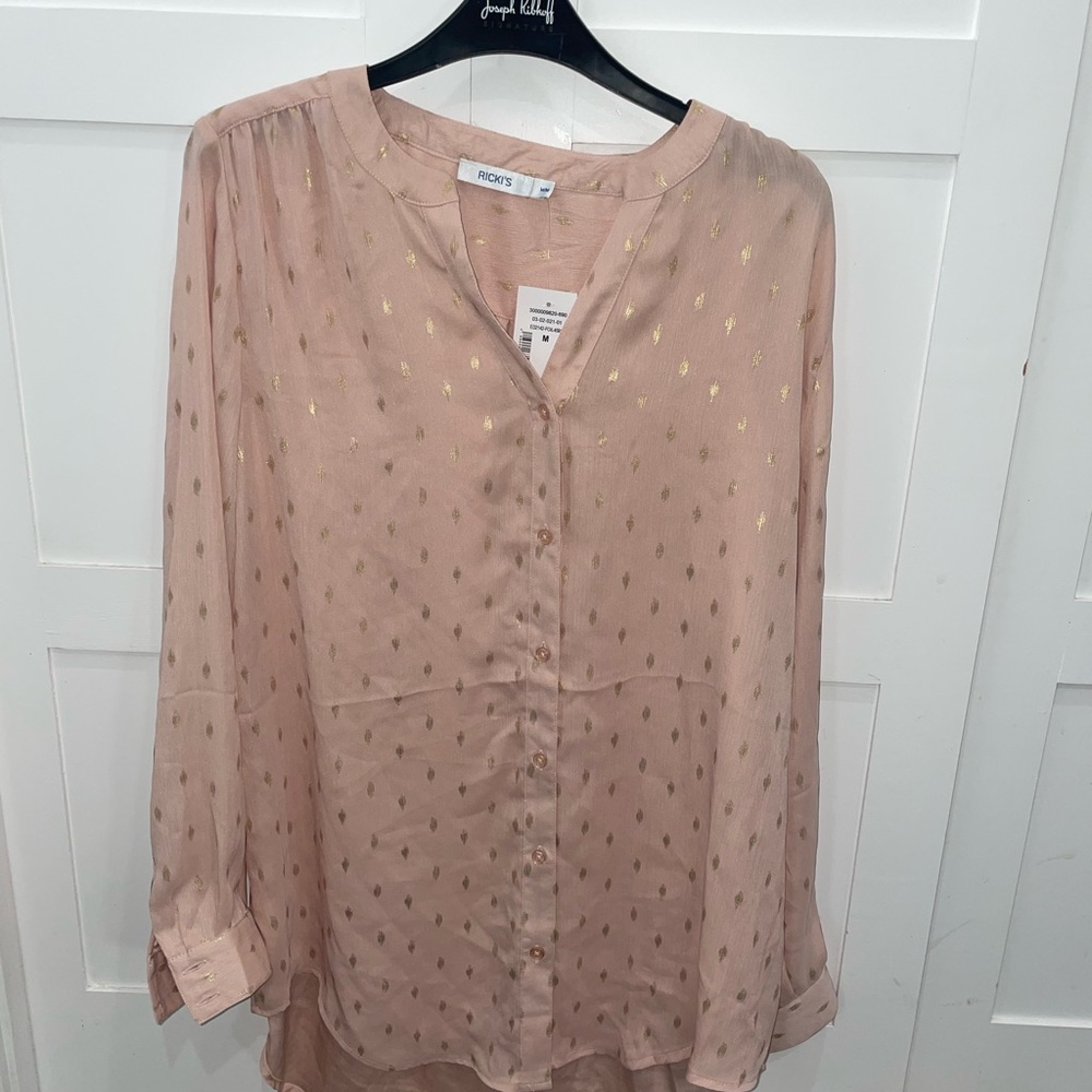 Ricki's Blush Pink Blouse with Gold Accents